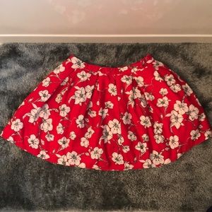 Forever 21 Red Flower skater skirt